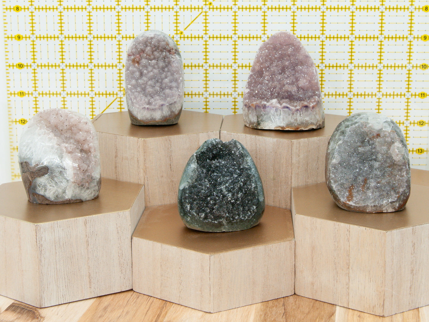 Gray and Brown Rainbow Amethyst Cutbase