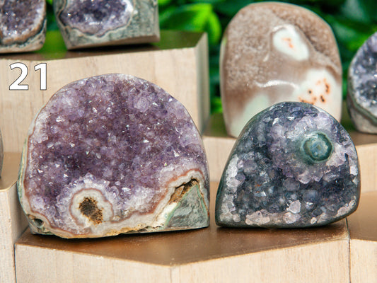 Purple and Red Rainbow Amethyst Mini Stalactite Eye Cutbase