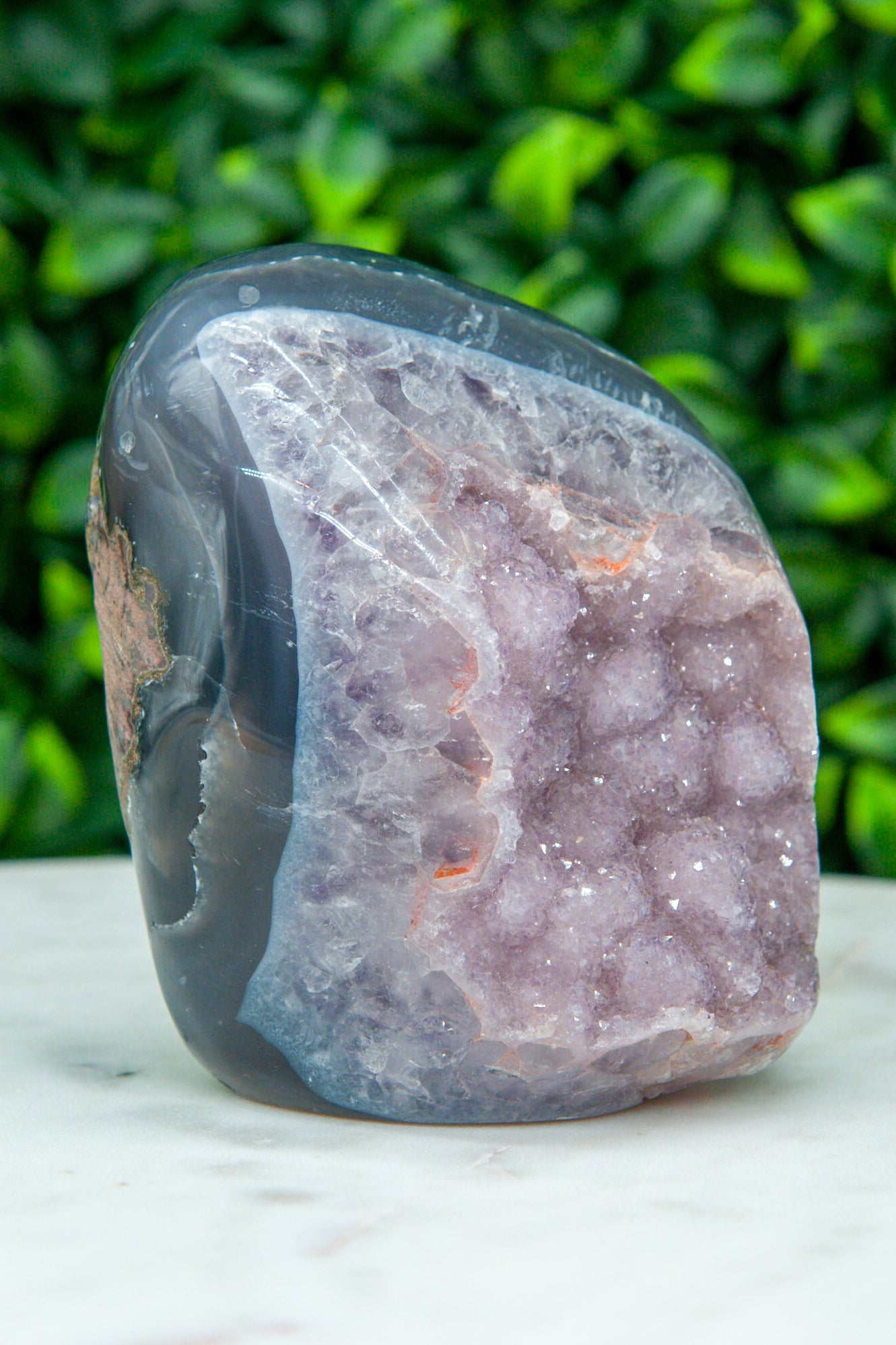 Lavender Sugar Amethyst on Agate