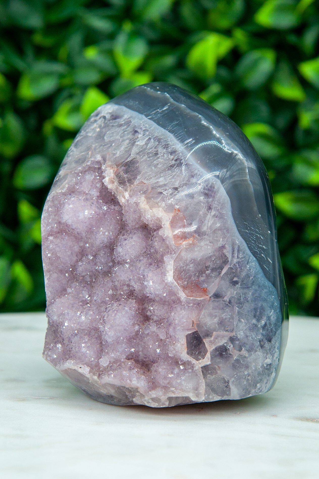 Lavender Sugar Amethyst on Agate