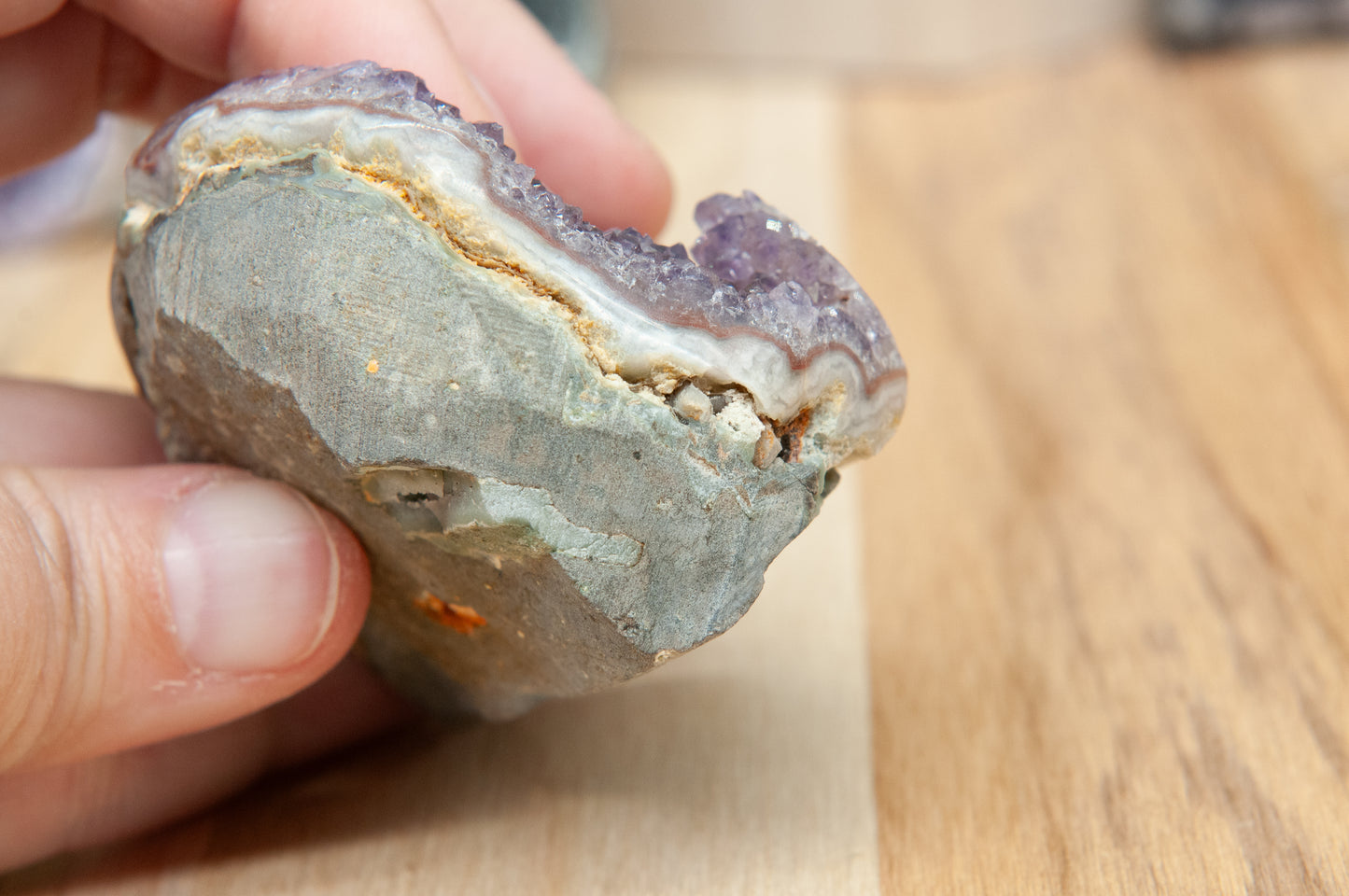 Purple and Red Rainbow Amethyst Mini Stalactite Eye Cutbase