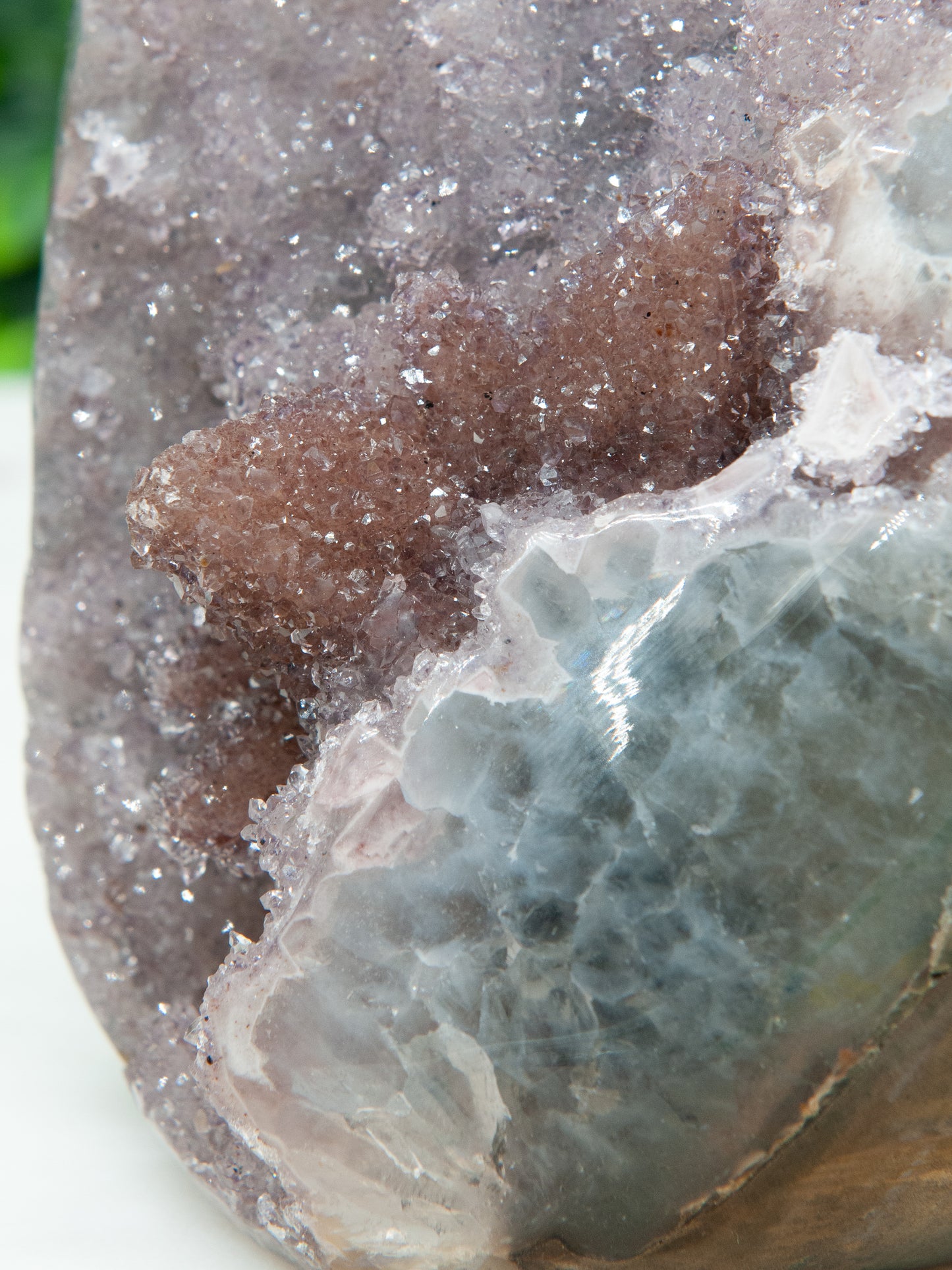 Pink and Purple Rainbow Amethyst with Calcite Statement Piece