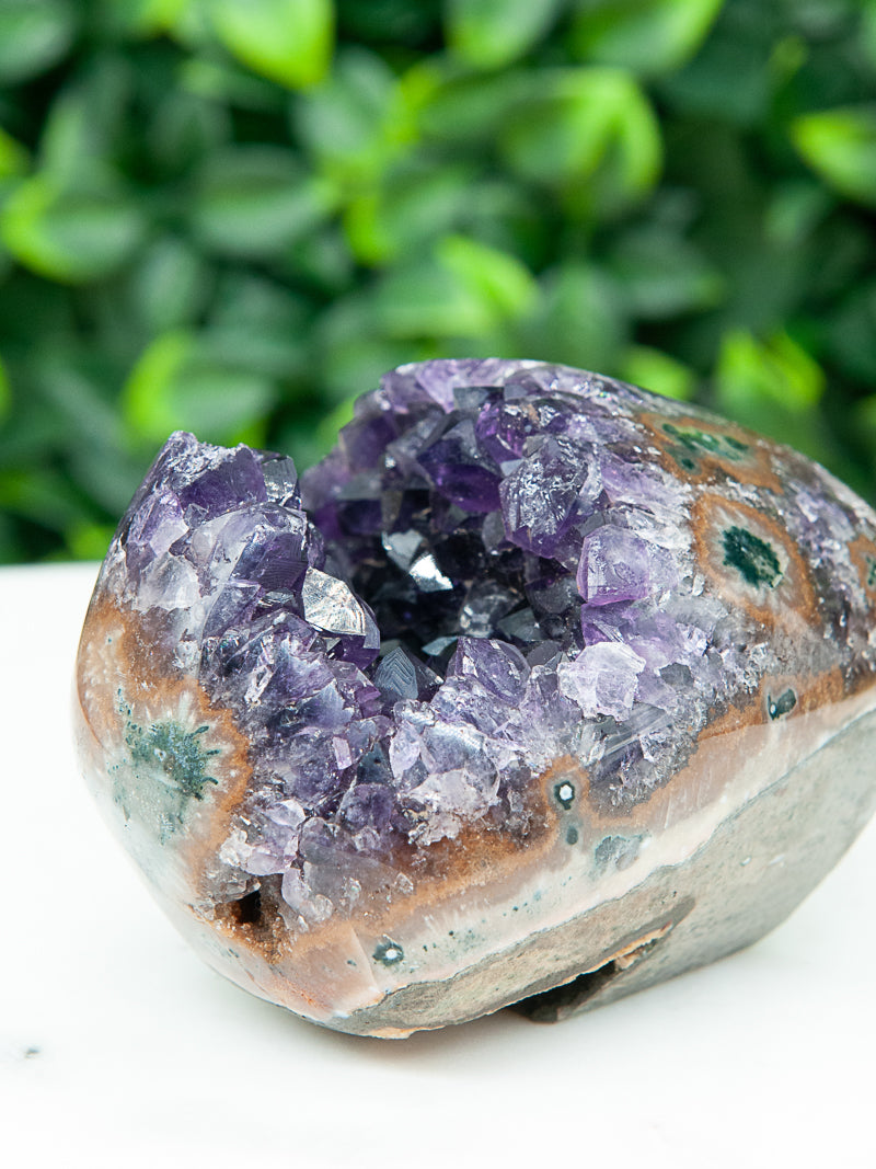 Purple and Brown Amethyst Geode Cutbase