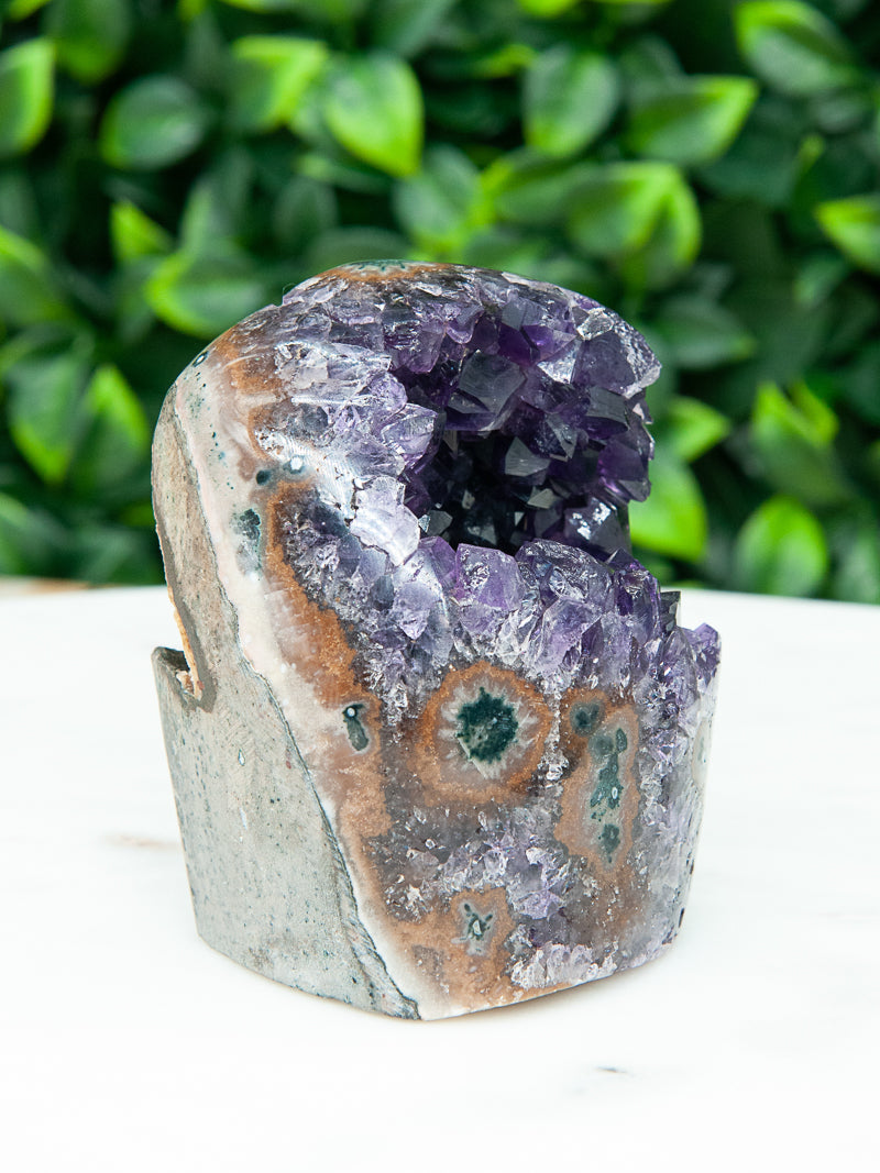 Purple and Brown Amethyst Geode Cutbase