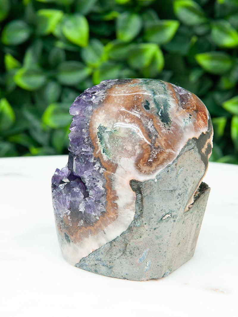 Purple and Brown Amethyst Geode Cutbase