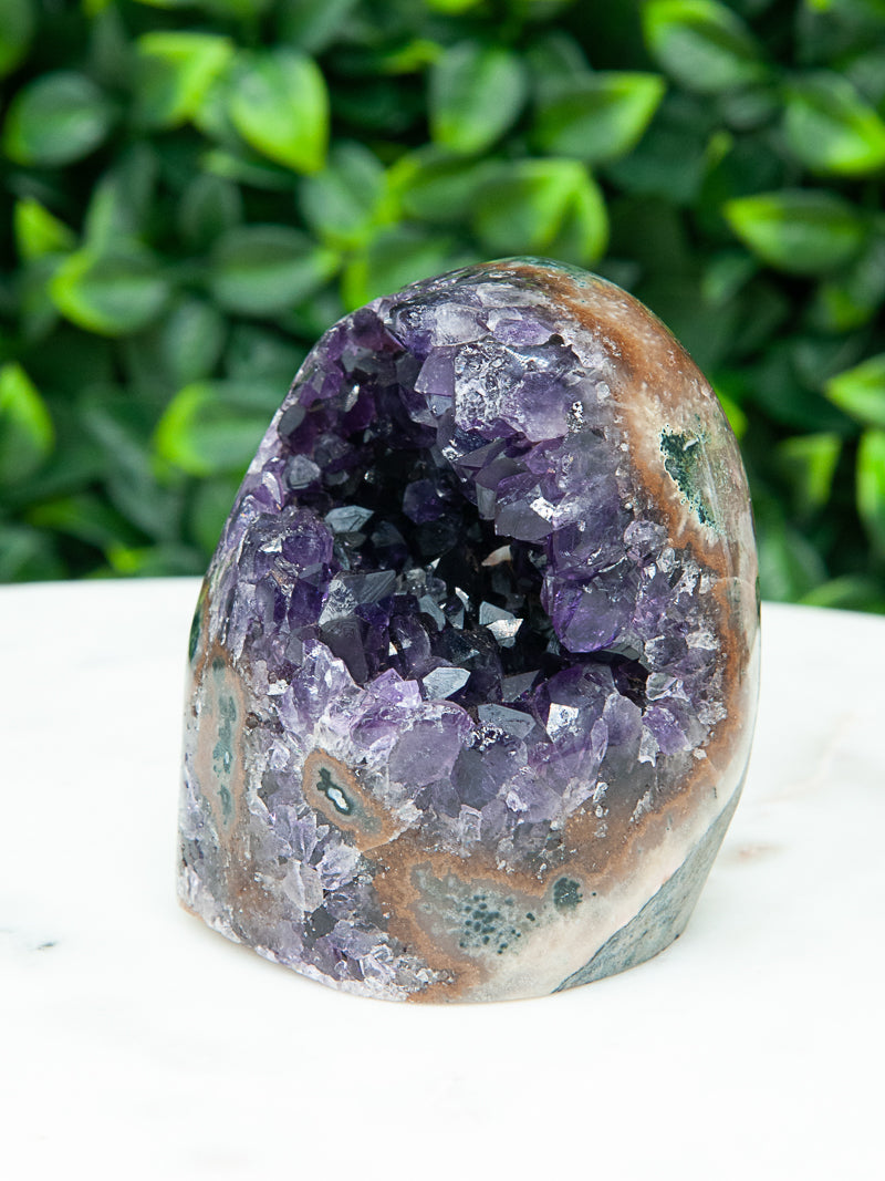 Purple and Brown Amethyst Geode Cutbase