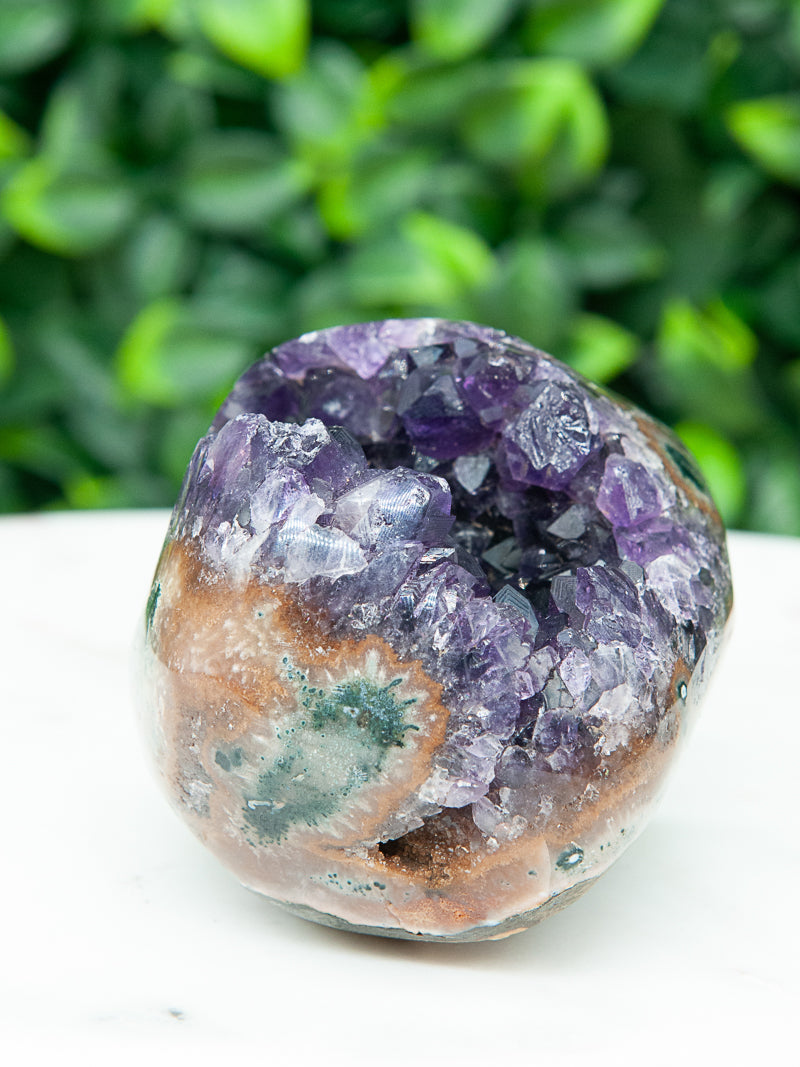 Purple and Brown Amethyst Geode Cutbase