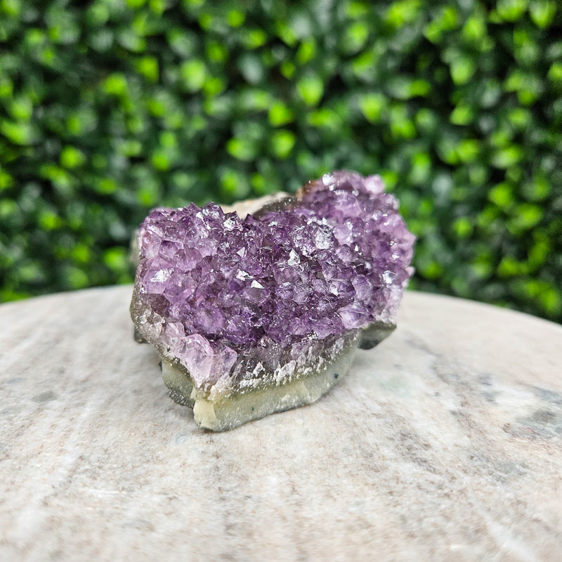 Amethyst with Calcite and Goethite Freeform