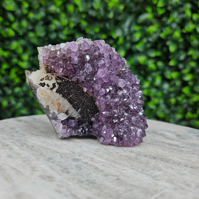 Amethyst with Calcite and Goethite Freeform