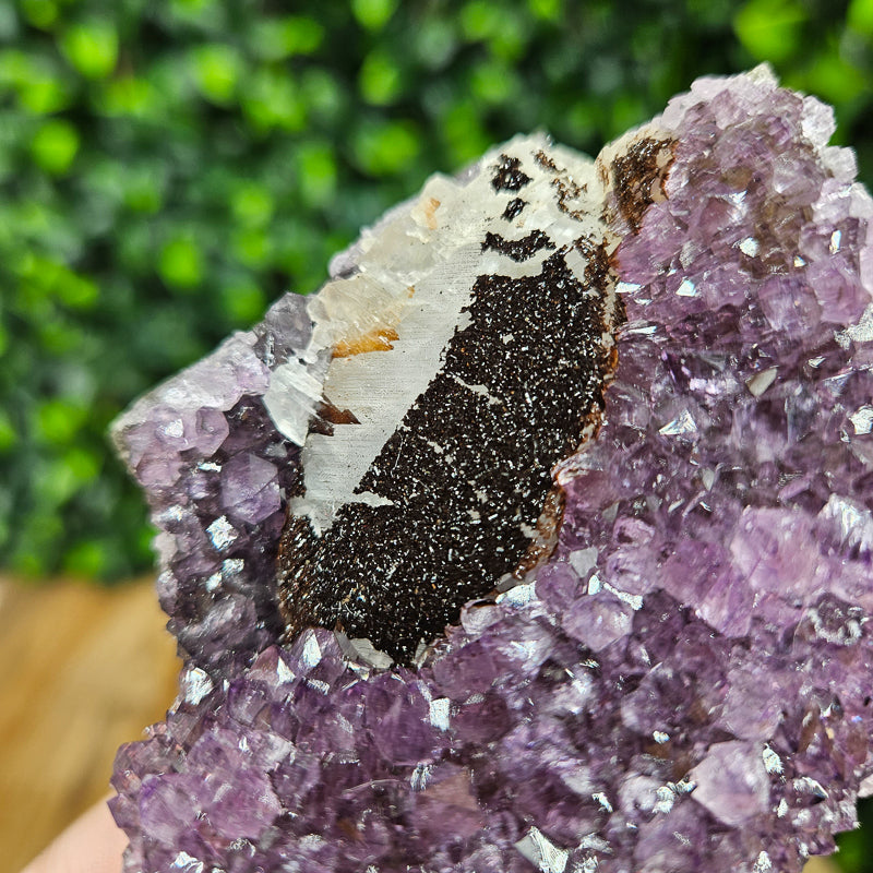 Amethyst with Calcite and Goethite Freeform