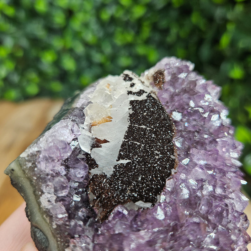 Amethyst with Calcite and Goethite Freeform