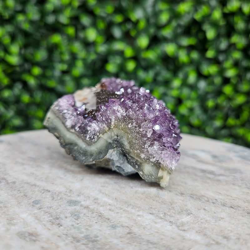 Amethyst with Calcite and Goethite Freeform