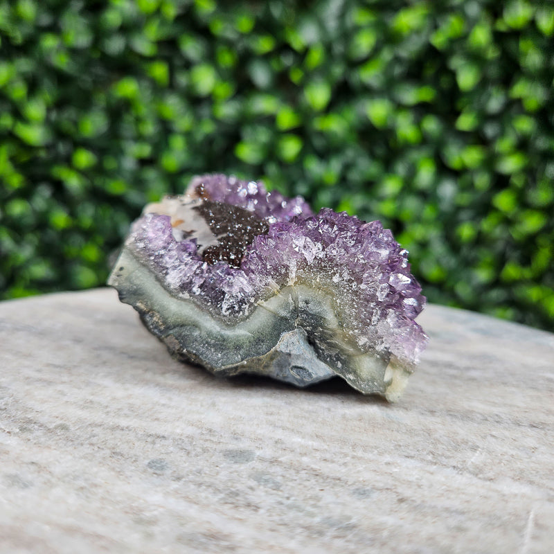 Amethyst with Calcite and Goethite Freeform