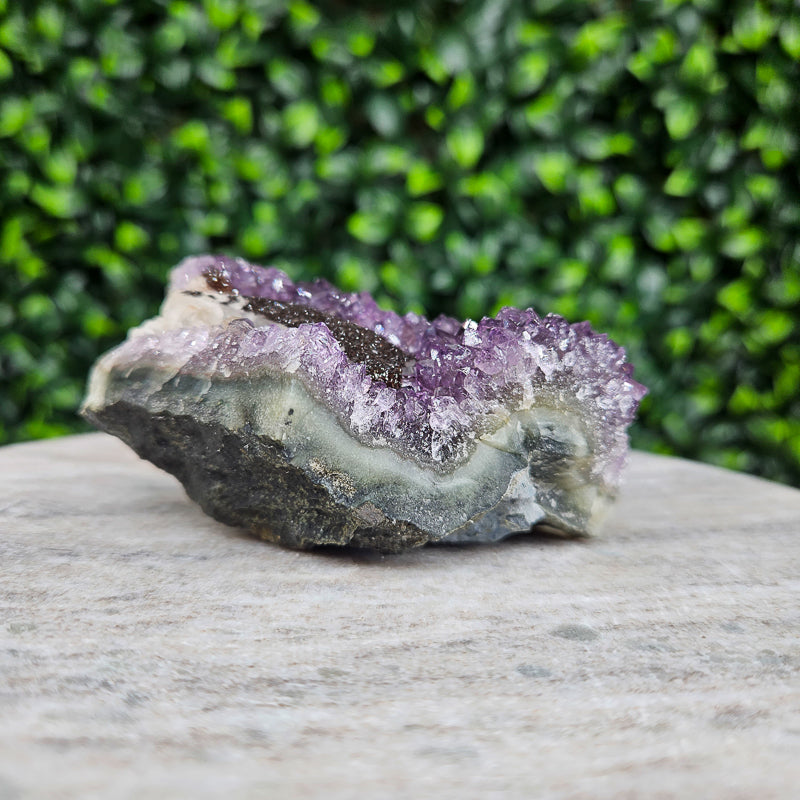 Amethyst with Calcite and Goethite Freeform