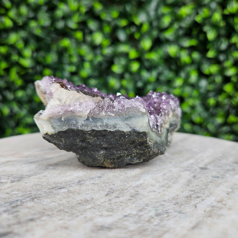 Amethyst with Calcite and Goethite Freeform