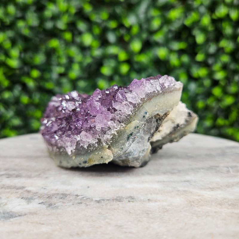 Amethyst with Calcite and Goethite Freeform