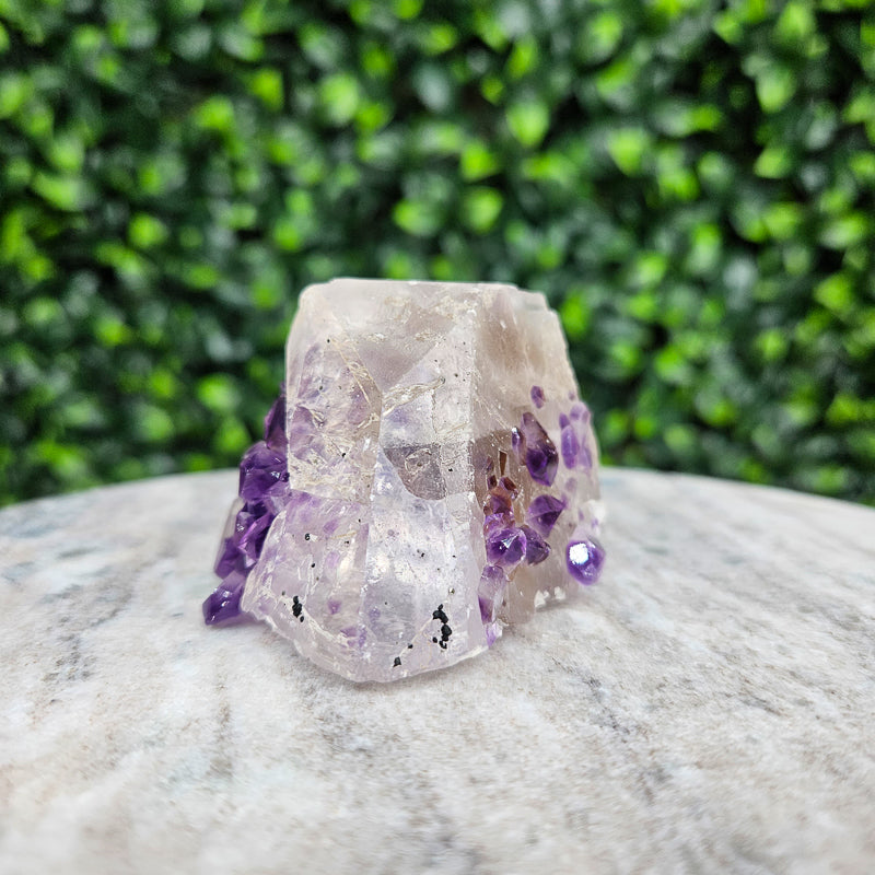 Calcite with Amethyst Freeform